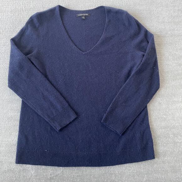 41 Hawthorne Cashmere Sweater Womens Medium Blue Boat Stretch Quiet Luxury - Picture 1 of 7